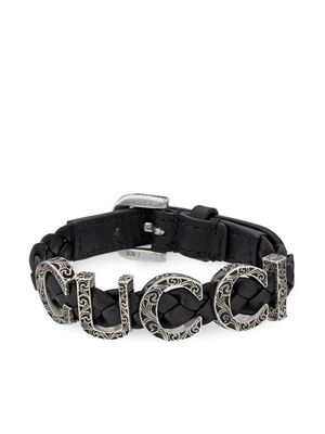 Gucci Garden leather logo-lettered bracelet - Black