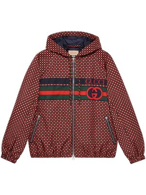 Gucci geometric-houndstooth hooded zip jacket - Blue