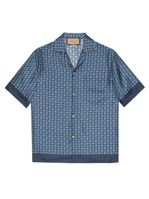 Gucci Geometric Interlocking G-print silk shirt - Blue