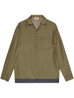 Gucci Geometric Interlocking G-print silk shirt - Yellow