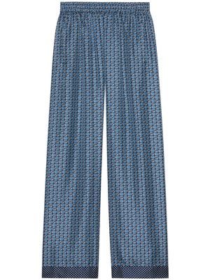 Gucci Geometric Interlocking G-print silk trousers - Blue