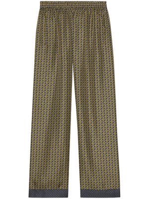 Gucci Geometric Interlocking G-print silk trousers - Yellow