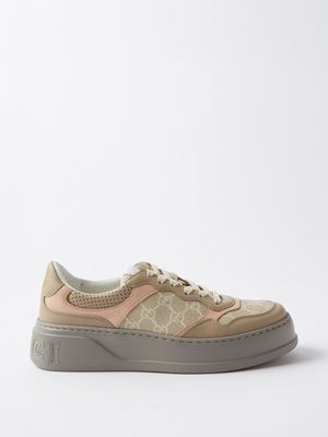 Gucci - GG-canvas And Leather Flatform Trainers - Womens - Cream