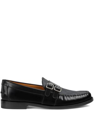 Gucci GG-canvas buckle loafers - Black