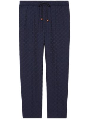 GUCCI GG-canvas drawstring-waist trousers - Blue