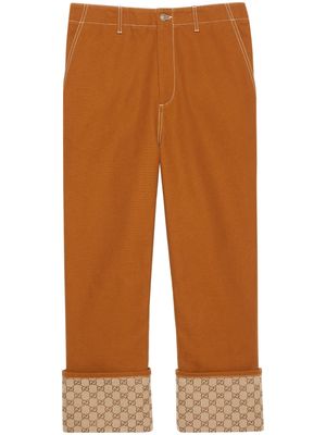 Gucci GG canvas turn-up trousers - Brown