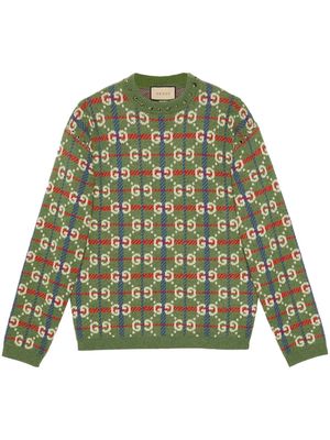 Gucci GG check intarsia-knit jumper - Green