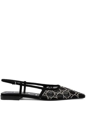 Gucci GG crystal-embellished ballerina shoes - Black