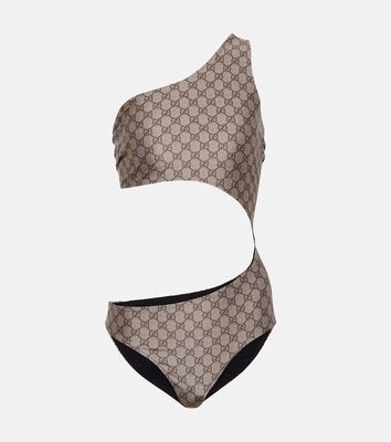 Gucci GG cutout one-shoulder swimsuit
