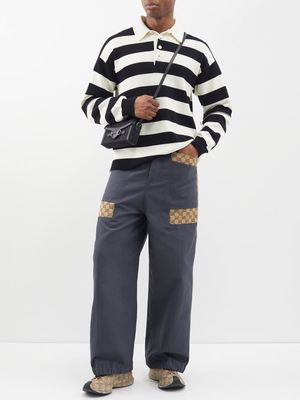 Gucci - GG-jacquard Canvas Trousers - Mens - Dark Grey