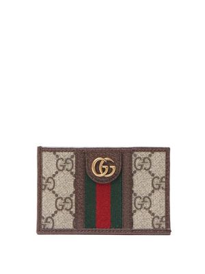 Gucci - GG-jacquard Coated-canvas And Leather Cardholder - Mens - Beige Multi