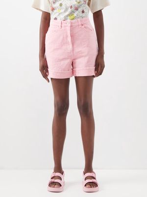 Gucci - GG-jacquard Denim Shorts - Womens - Light Pink