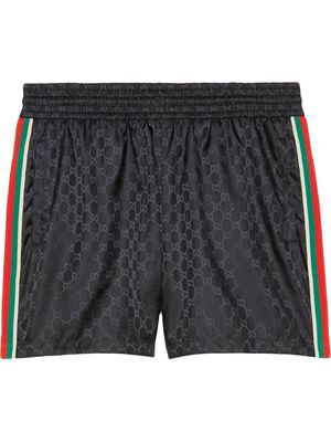 GUCCI GG-jacquard elasticated swim shorts - Black