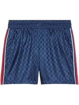 Gucci GG-jacquard elasticated swim shorts - Blue
