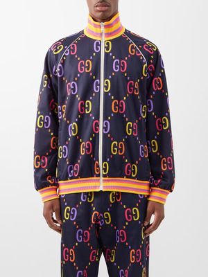 Gucci - GG-jacquard Jersey Track Jacket - Mens - Blue Multi