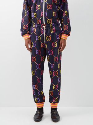 Gucci - GG-jacquard Jersey Track Pants - Mens - Blue Multi
