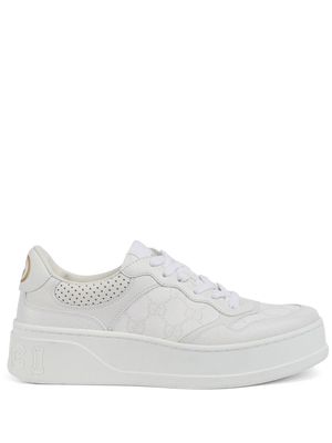 Gucci GG-jacquard leather sneakers - White