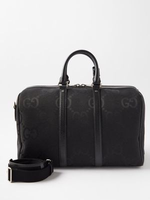 Gucci - GG-jacquard Leather-trim Canvas Holdall - Mens - Black