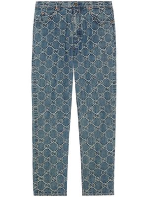 Gucci GG jacquard straight-leg jeans - Blue