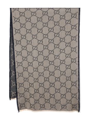 Gucci GG-jacquard wool blend scarf - Neutrals