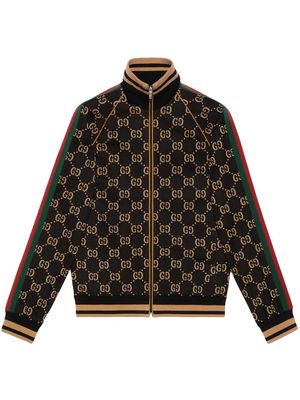 Gucci GG-jacquard zip-up jacket - Black