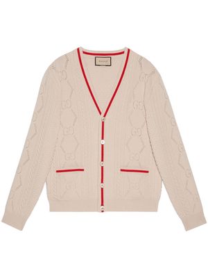 Gucci GG knitted chevron-style cardigan - White