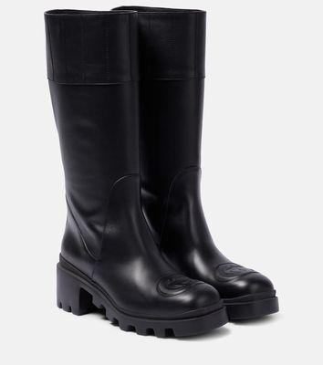 Gucci GG leather knee-high boots