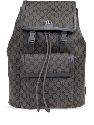 Gucci GG leather monogram-pattern backpack - Grey