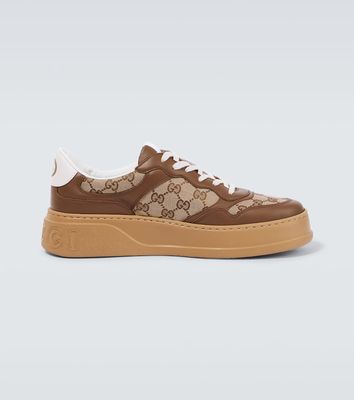 Gucci GG leather-trimmed canvas sneakers