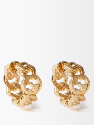 Gucci - GG-logo Chain-link Hoop Earrings - Womens - Yellow Gold