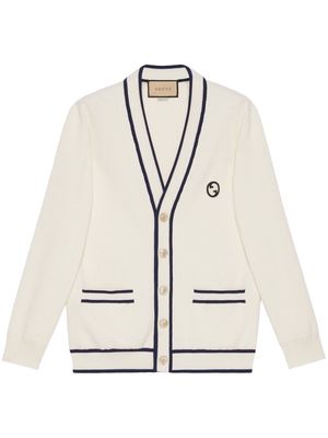 Gucci GG logo-patch cotton-wool cardigan - Neutrals