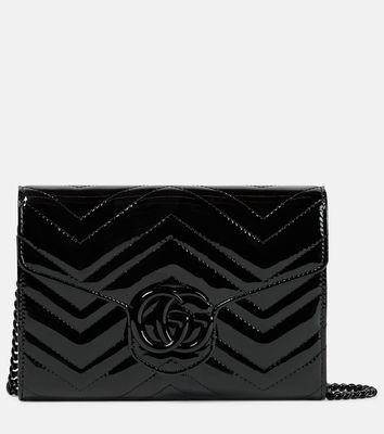 Gucci GG Marmont Mini patent leather wallet on chain