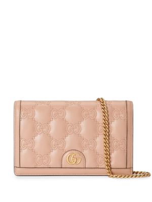 Gucci GG matelassé chain wallet - Pink