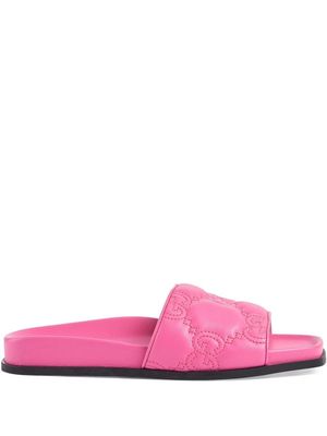 Gucci GG matelassé leather slides - Pink