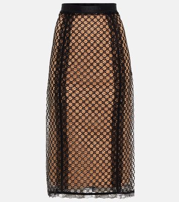 Gucci GG mesh lace-trimmed pencil skirt