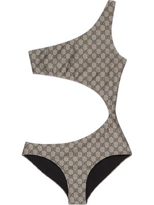 Gucci GG-monogram one-shoulder swimsuit - Neutrals