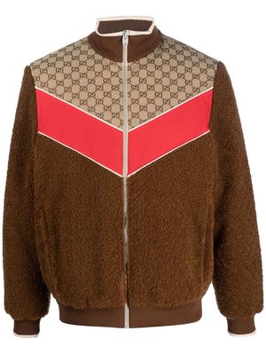 Gucci GG monogram-pattern zip-up jacket - Brown