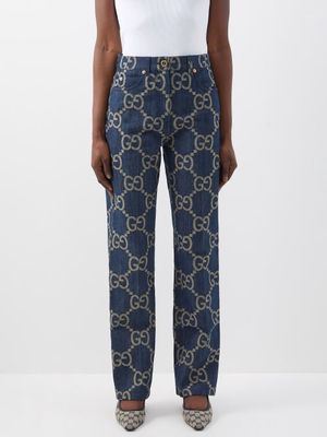 Gucci - GG-monogram Straight-leg Jeans - Womens - Denim