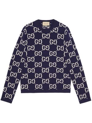 Gucci GG-monogram wool jumper - Blue