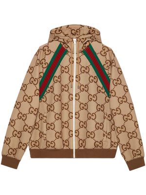 Gucci GG-monogram zip hooded jacket - Brown