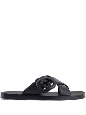 Gucci GG-motif leather slippers - Black