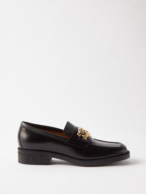 Gucci - GG-plaque Leather Loafers - Mens - Black