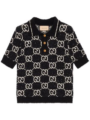 Gucci GG-print cotton polo top - Black