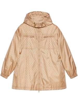 Gucci GG-print hooded jacket - Brown
