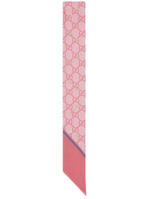 Gucci GG-print silk neck bow - Pink
