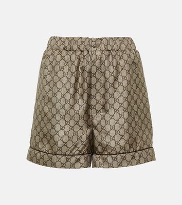 Gucci GG printed silk twill shorts