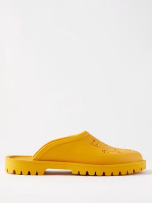 Gucci - GG Rubber Backless Loafers - Mens - Yellow