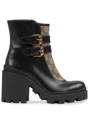 Gucci GG Supreme buckle ankle boots - Black