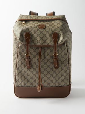 Gucci - GG-supreme Canvas And Leather Backpack - Mens - Beige