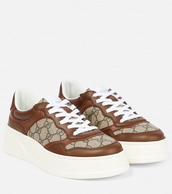 Gucci GG Supreme canvas leather-trimmed sneakers
